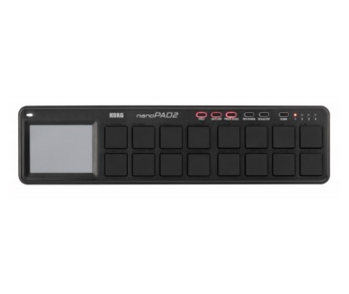 KORG nanoPAD2 Slim-line Best USB MIDI Controller Keyboard Black with 16 Responsive, and Velocity-sensitive Trigger Pads