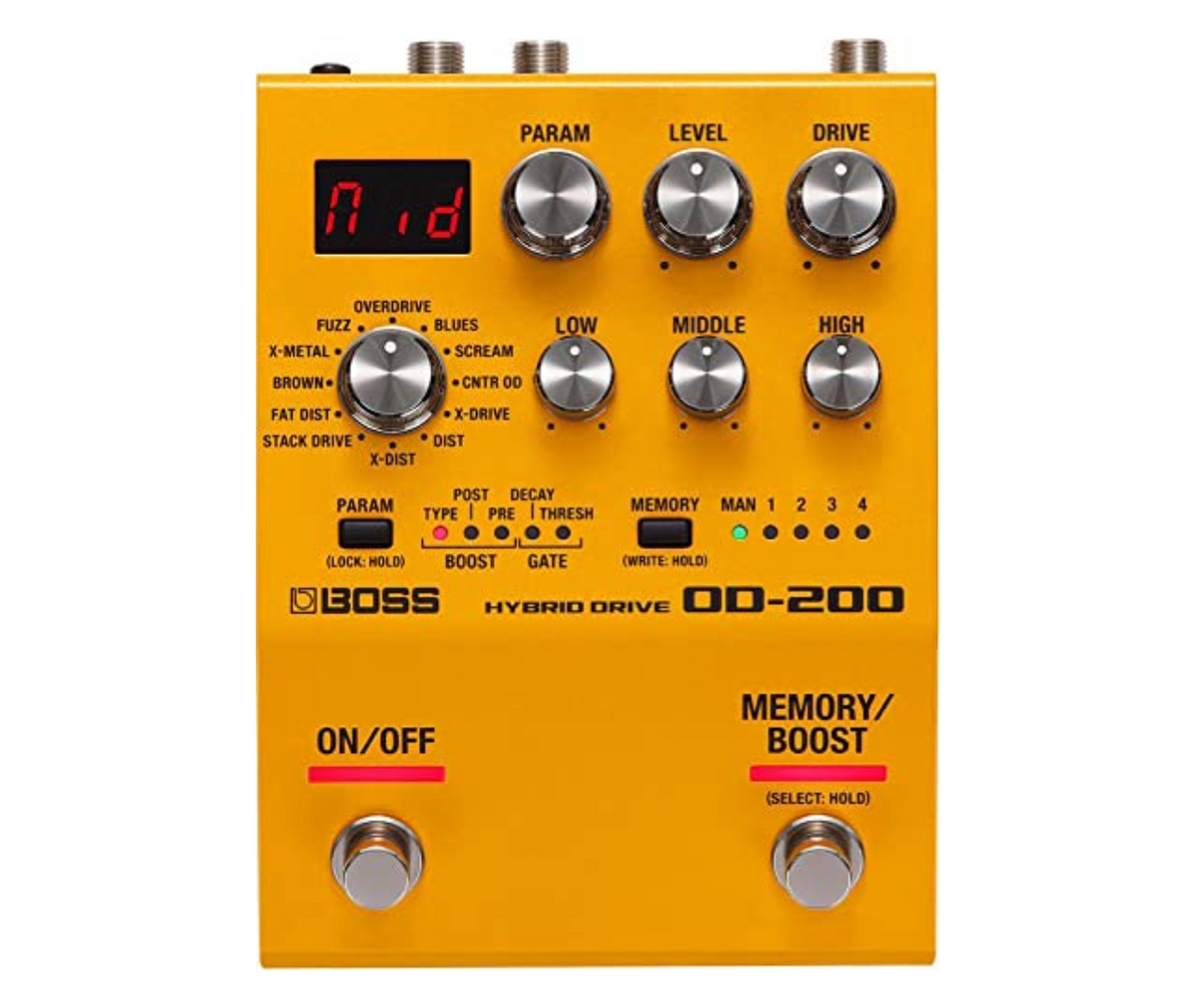 BOSS OD-200 Hybrid Drive Best Guitar Effects Pedal Hybrid Analog/Digital Circuit with 12 Drive Modes and 15 Boost Types