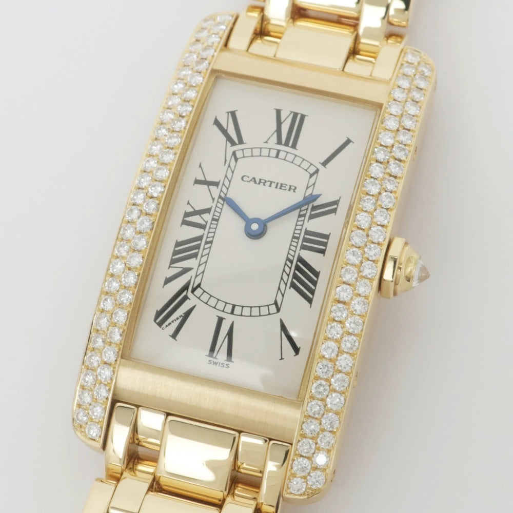 Cartier Tank American MM WB7015K2 Side Bezel Diamond Ivory Dial Women&#39;s Watch