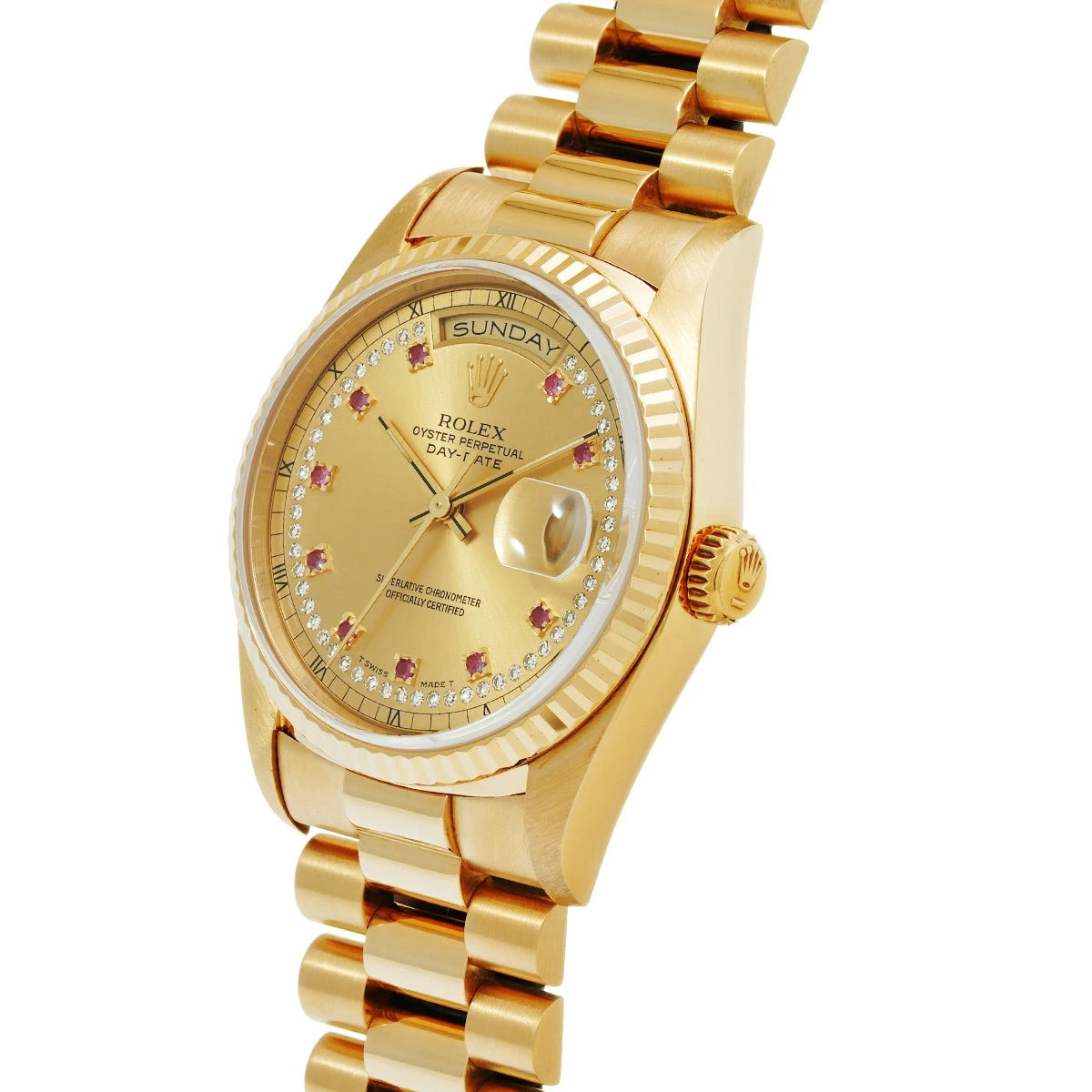 Rolex Day-Date 18238LR Champagne/Diamond/Ruby Dial Automatic Men&#39;s Watch