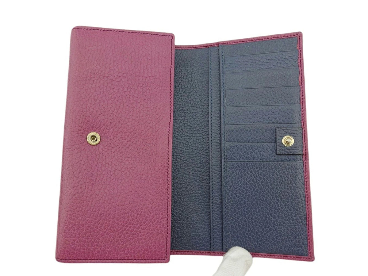 GUCCI Swingline Purple Navy Gold Women&#39;s Wallet 254498 L Zipper