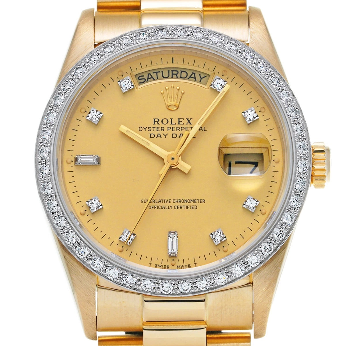 ROLEX 18048A Day-Date Champagne/Diamond Dial 36mm Automatic Men&#39;s Watch