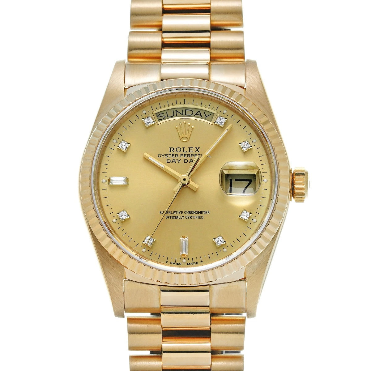 ROLEX 18038A Day-Date Champagne/Diamond Dial 36mm Automatic Men&#39;s Watch