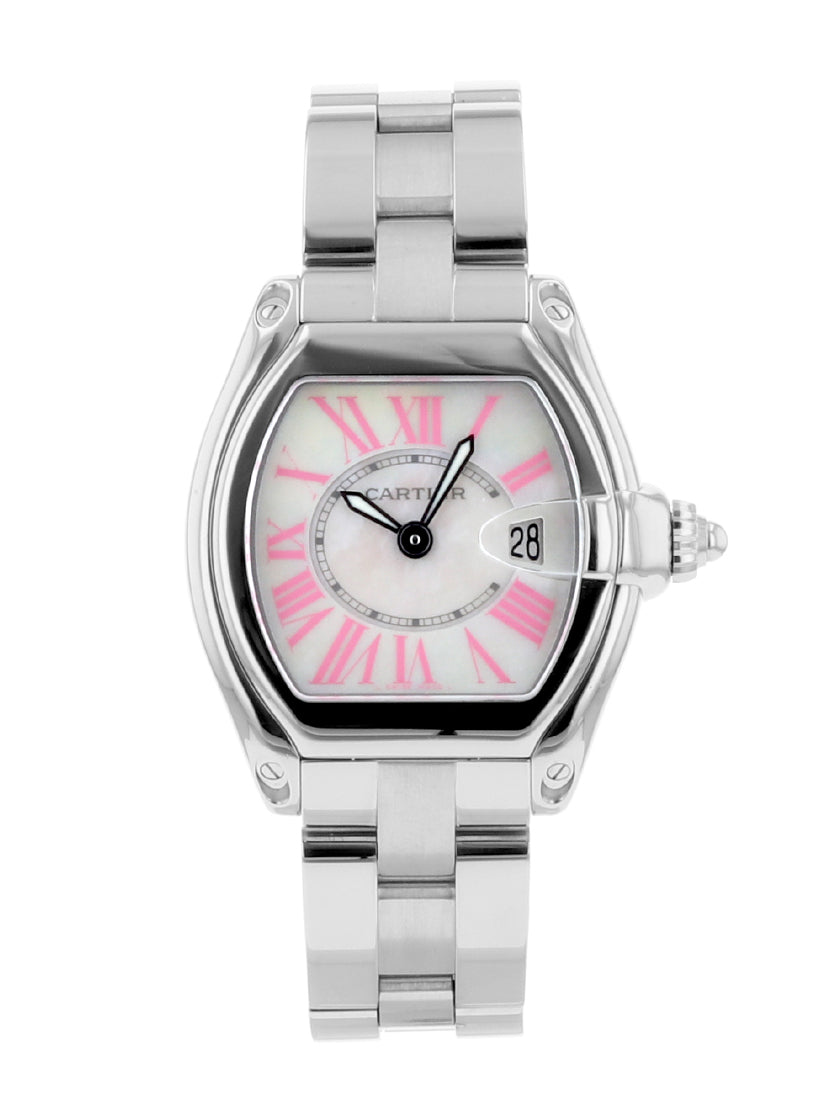 Cartier Roadster W6206006 White Shell Dial Pink Roman Quartz Women&#39;s Watch
