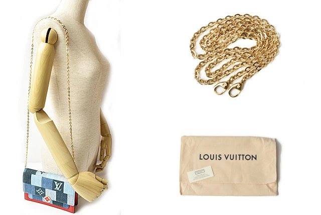 LOUIS VUITTON Flore Chain Wallet Denim Monogram M69036