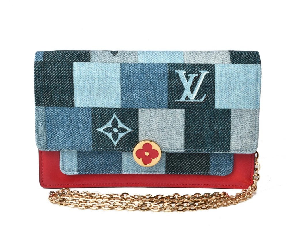 LOUIS VUITTON Flore Chain Wallet Denim Monogram M69036