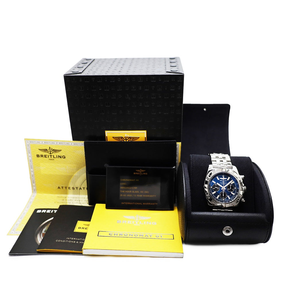 BREITLING Chronomat 44 AB0110 Blue Dial Automatic Stainless Steel Men&#39;s Watch