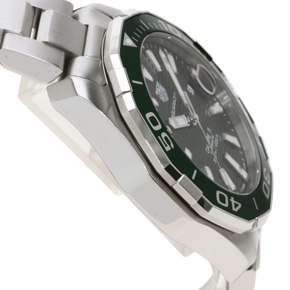 TAG Heuer WAY201S-0 Aqua Racer Caliber 5 Stainless Steel Green Dial Men&#39;s Watch