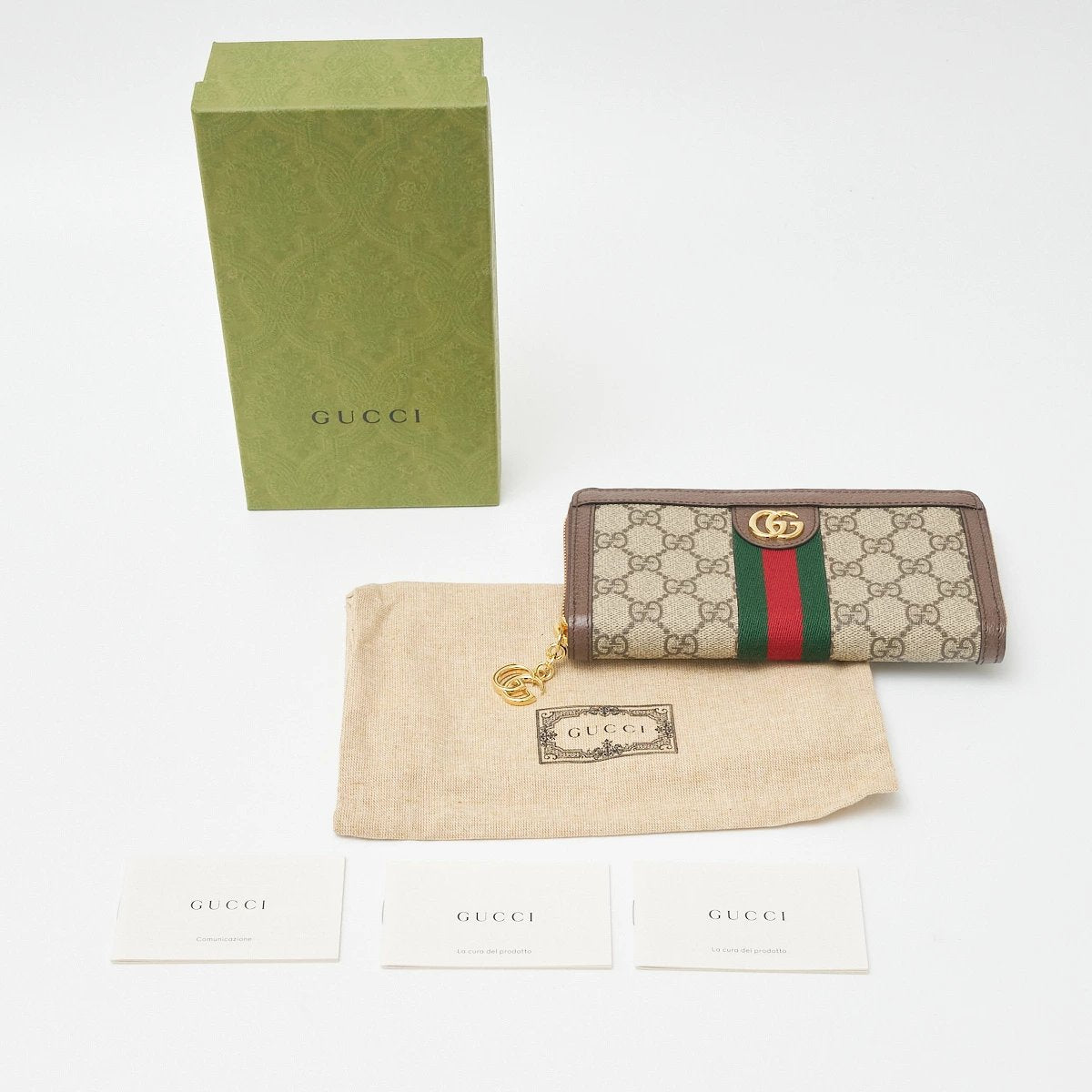 GUCCI Women&#39;s Wallet Ophidia GG Supreme Beige x Brown x Web Line