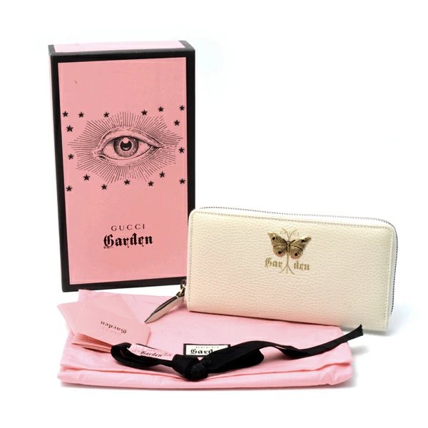 GUCCI Garden Round Zipper Long Women's Wallet Butterfly Logo Off