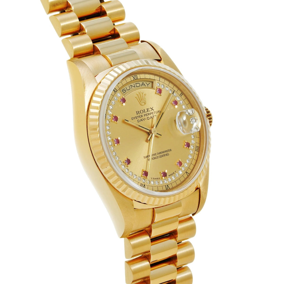 Rolex Day-Date 18238LR Champagne/Diamond/Ruby Dial Automatic Men&#39;s Watch