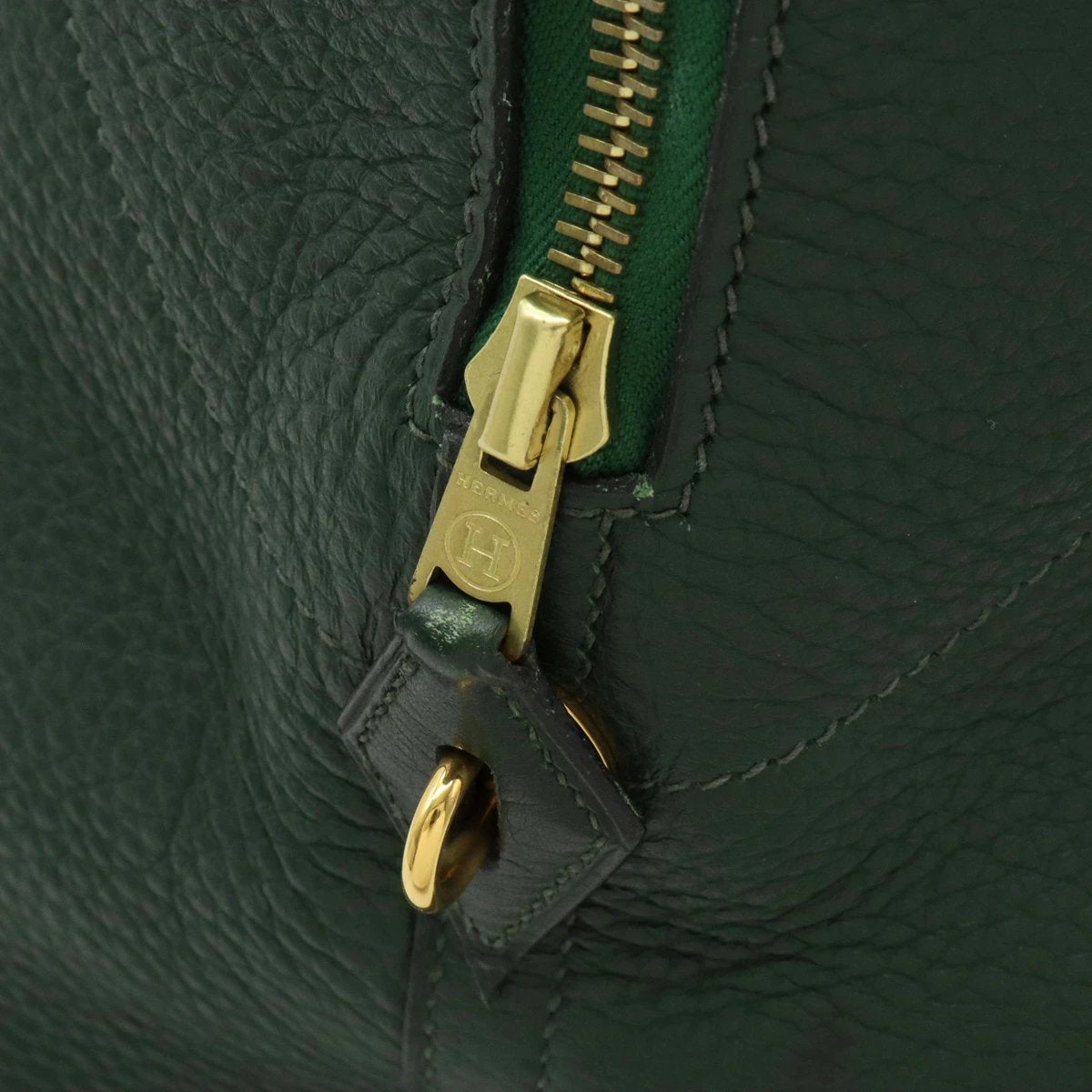 HERMES Bolide 45 Taurillon Clemence Leather Green Gold Hardware Women&#39;s Handbag