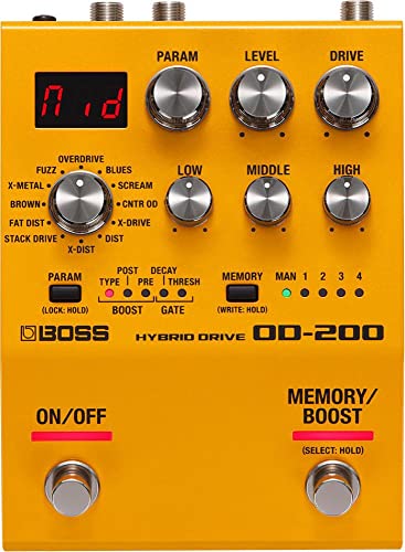 BOSS OD-200 Hybrid Drive Best Guitar Effects Pedal Hybrid Analog/Digital Circuit with 12 Drive Modes and 15 Boost Types