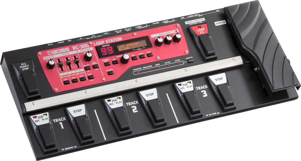 BOSS RC-300 Best Guitar Loop Station with 3 Stereo Tracks with Footswitches and Controls and XLR Microphone Input with Phantom Power