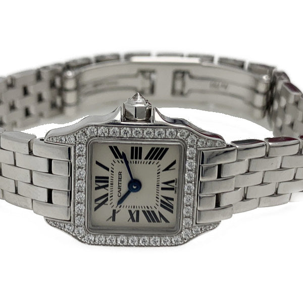 Cartier Mini Santos Demoiselle Diamond Bezel White WF9005Y8 Women&#39;s Watch