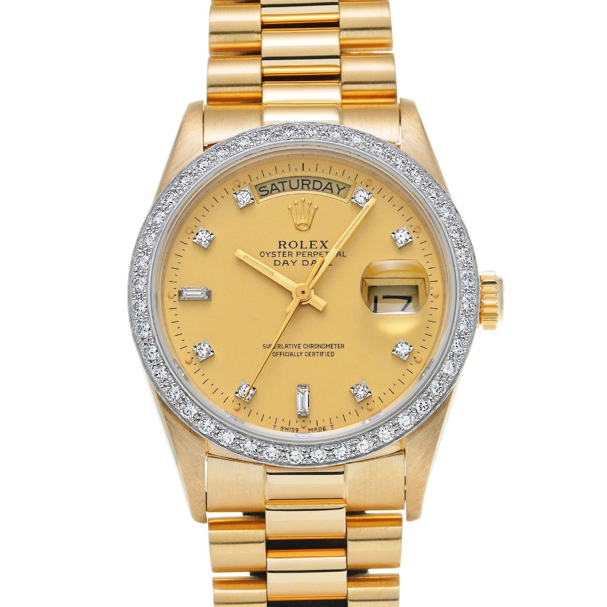ROLEX 18048A Day-Date Champagne/Diamond Dial 36mm Automatic Men&#39;s Watch