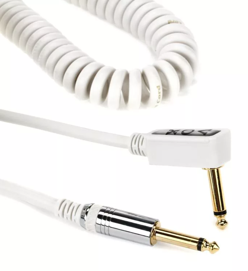 VOX VCC Vintage Coiled Cable White Guitar Cable Cord VCC90WH, 29.5 Feet, Maximum Noise Isolation, Multi-gauge 99.99% Purity Copper Cable