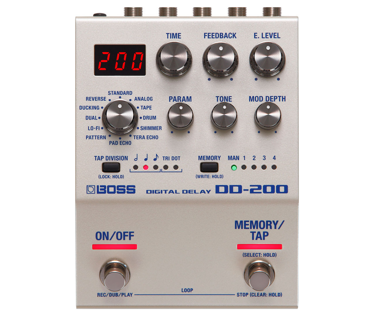 BOSS DD-200 Digital Delay Best Guitar Effects Pedal with 12 Delay Modes Modern Digital to Classic Analog