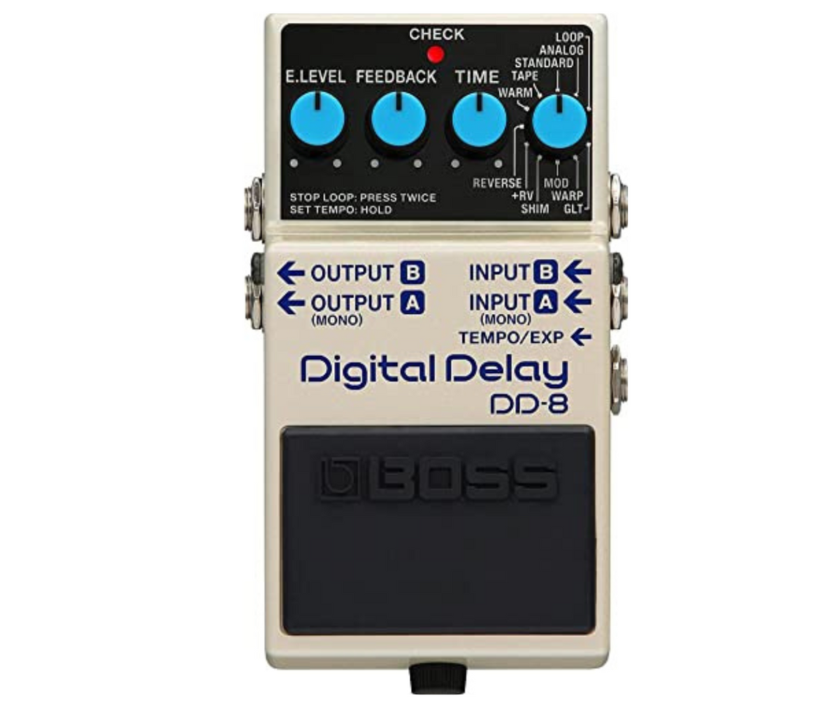 BOSS DD-8 Digital Delay Best Guitar Effects Pedal with 11 Delay Modes Built-In Looper Mono and Stereo Connections