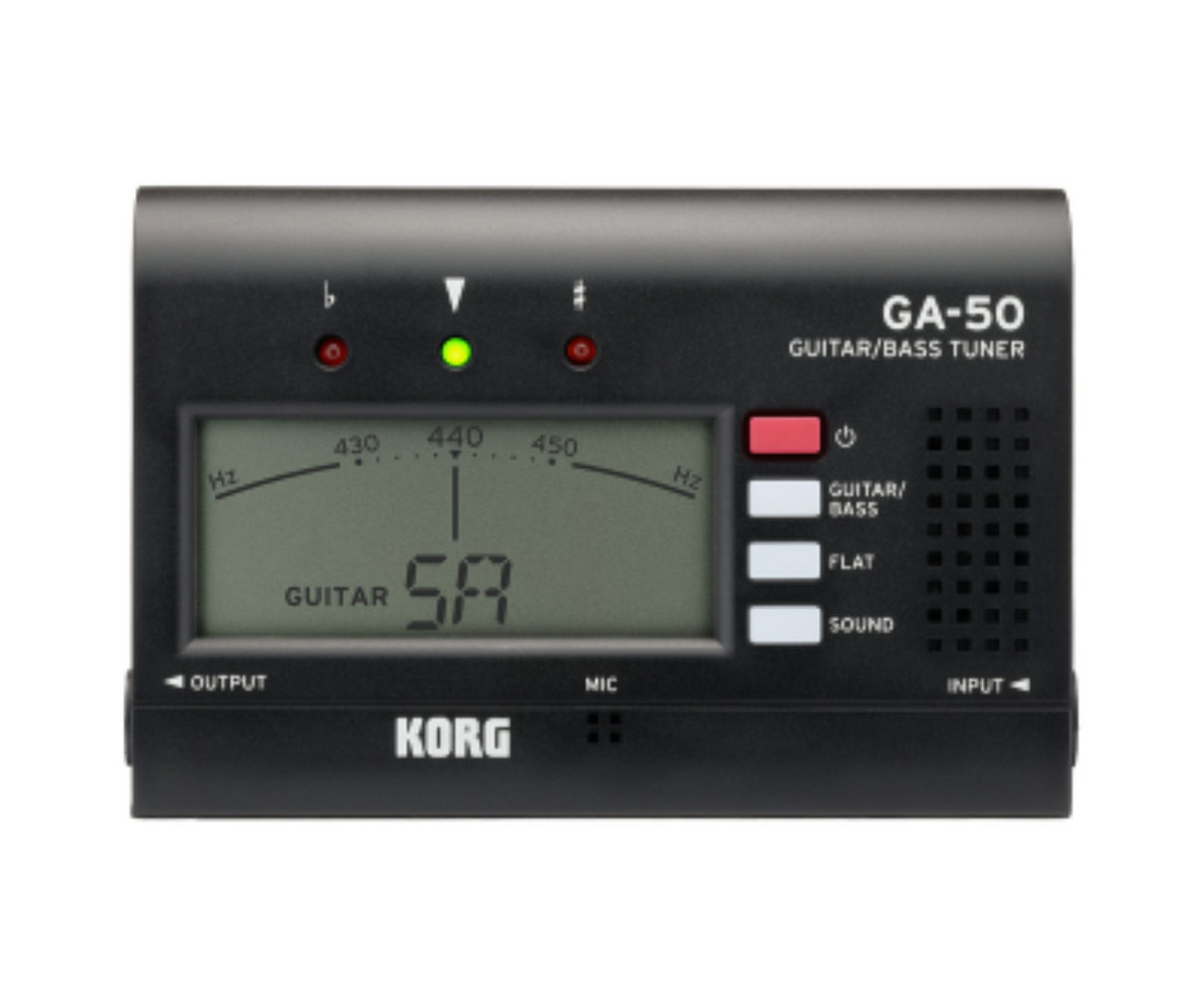 KORG GA-50 Best Guitar/Bass Tuner Supports 7-string Guitars and 5 or 6-string Basses with Memory Backup Function and Auto Power-off Function