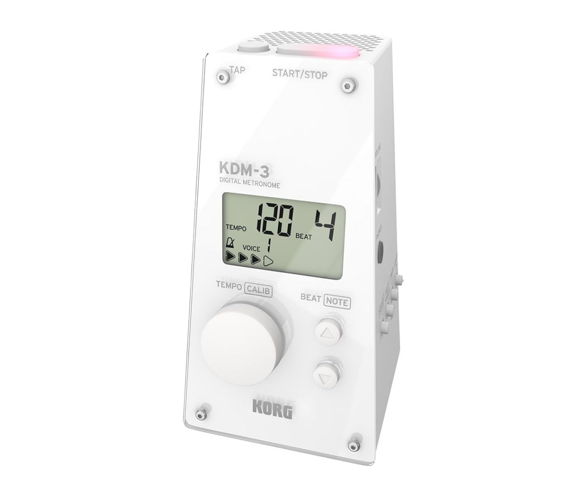 KORG KDM-3 Digital Best Metronome White with 8 Metronome Sounds and 19 Beat Patterns Supports Any Song Genre