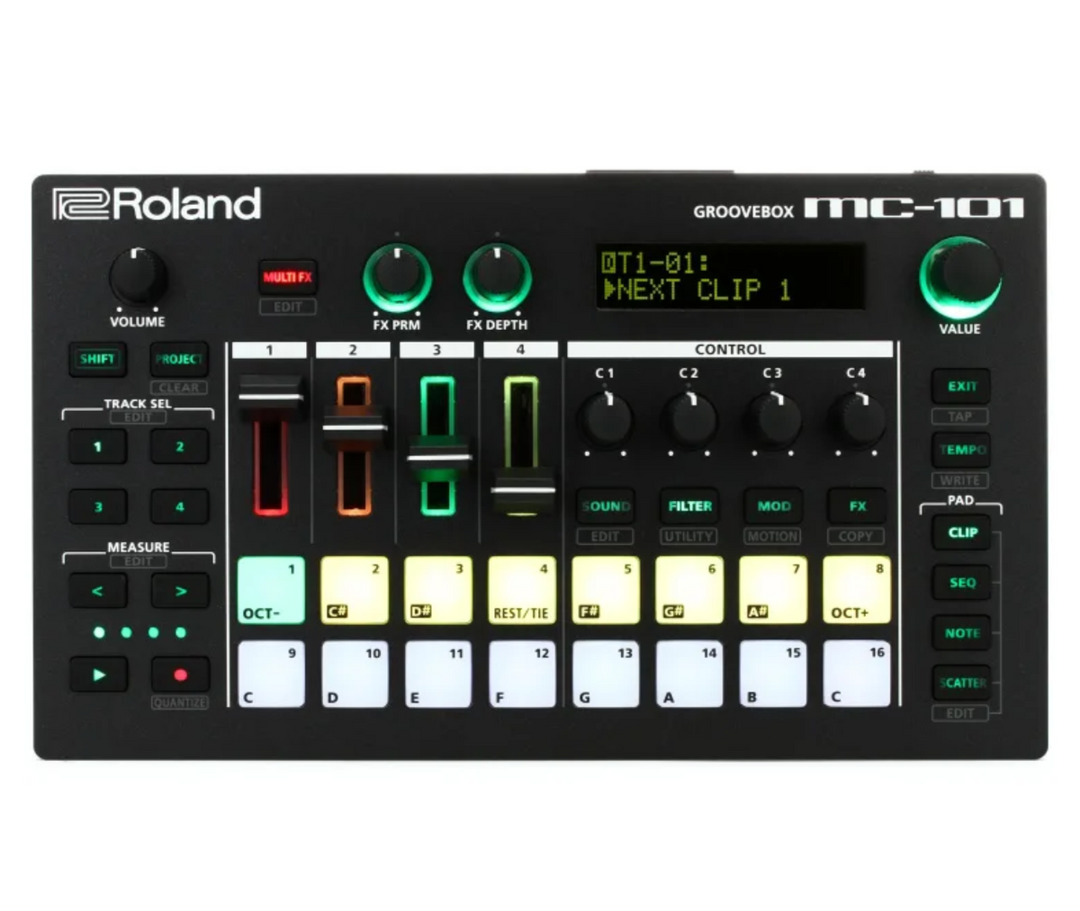 Roland MC-101 GROOVEBOX Audio Effects Synthesizer Portable Studio with 4-track Sequencer for Electronic and Dance-focused Music