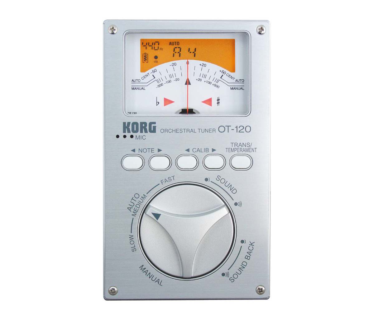KORG OT-120 Orchestral Best Tuner High-precision Needle-type Meter with Dual-display Indicator and Backlit LCD Screen