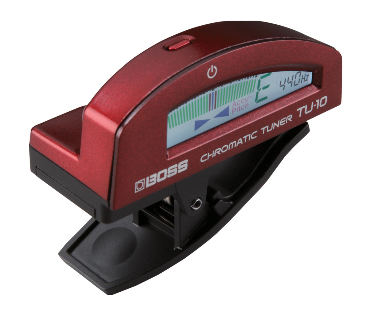 BOSS TU-10 Clip-On Chromatic Tuner Red Best Guitar Tuner with Accu-Pitch Function, Flat Tuning up to 5 Semitones, and Stream Mode