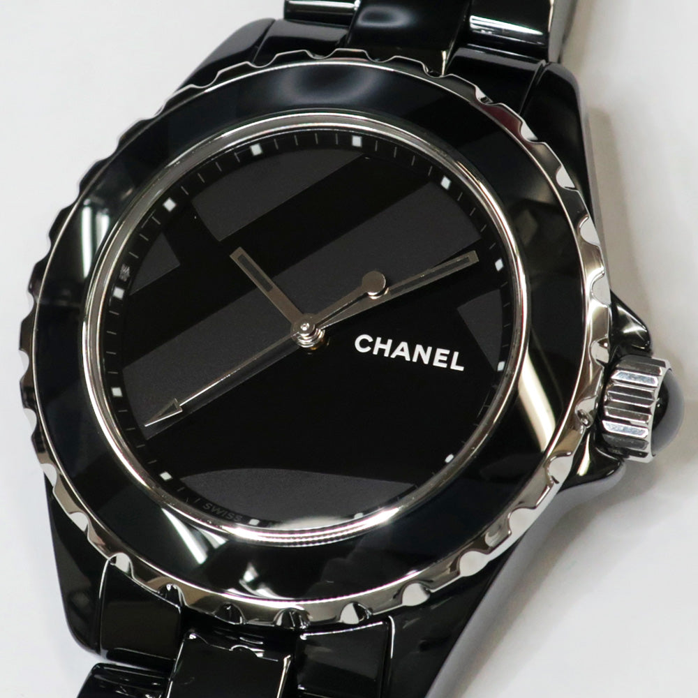 Chanel J12 Automatic Black Diamond Dial Black Ceramic Mens Watch