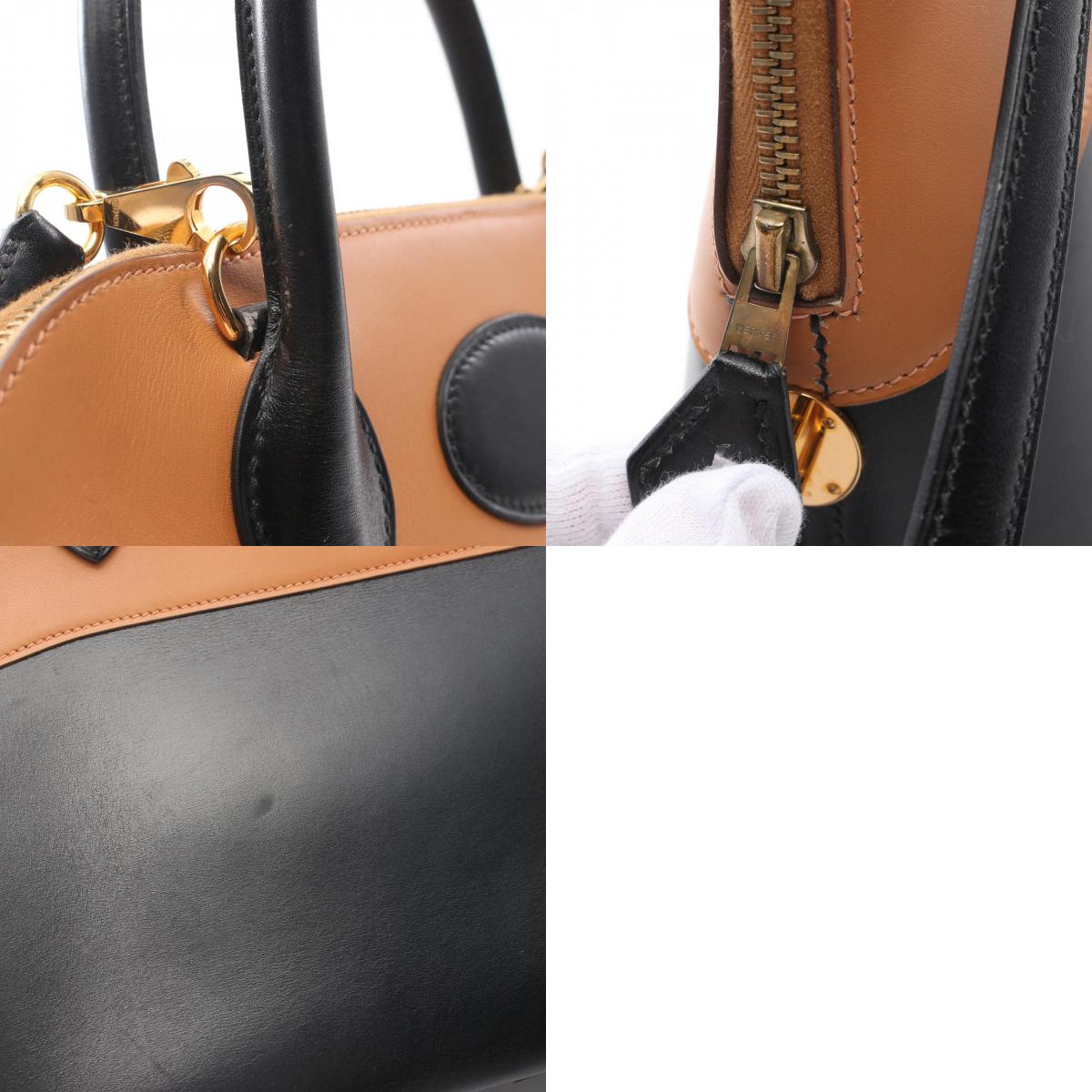 Hermes Bolide 35 Box Calf Veau Chamonie Black Gold Women&#39;s Handbag