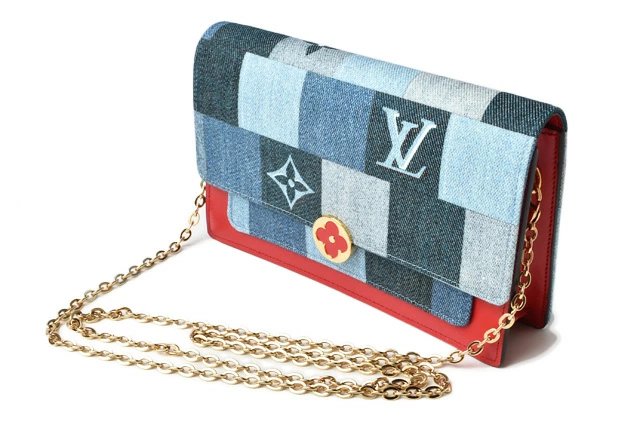 LOUIS VUITTON Flore Chain Wallet Denim Monogram M69036