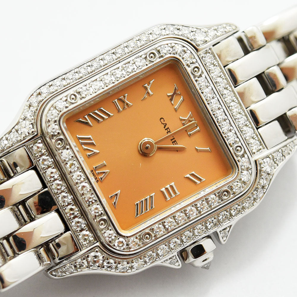 CARTIER Panthère SM Quartz Double Diamond K18WG White Gold Orange Women&#39;s Watch