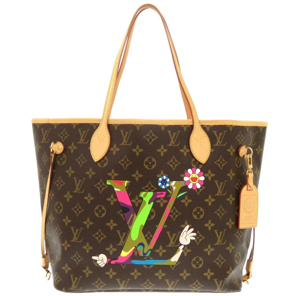 Louis Vuitton Neverfull MM Monogram Hand MOCA Takashi Murakami Tote Bag