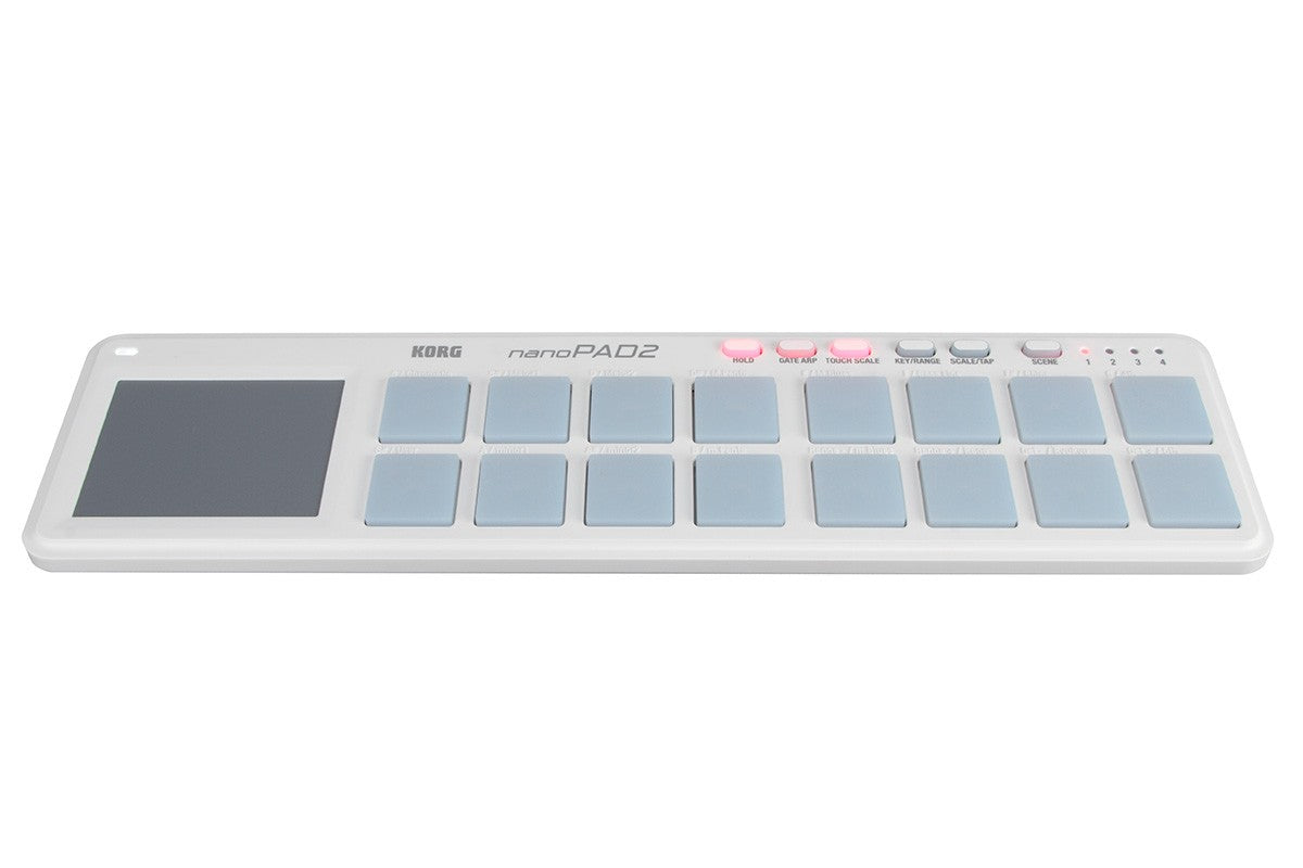 KORG nanoPAD2 Slim-line Best USB MIDI Controller Keyboard White with 16 Responsive, and Velocity-sensitive Trigger Pads