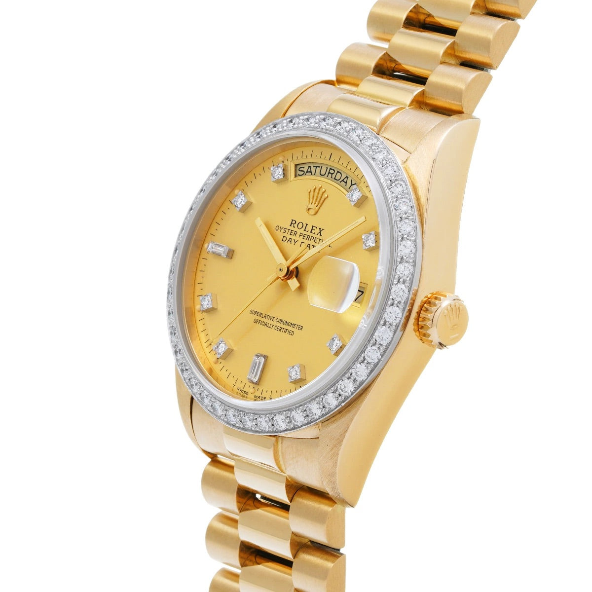 ROLEX 18048A Day-Date Champagne/Diamond Dial 36mm Automatic Men&#39;s Watch
