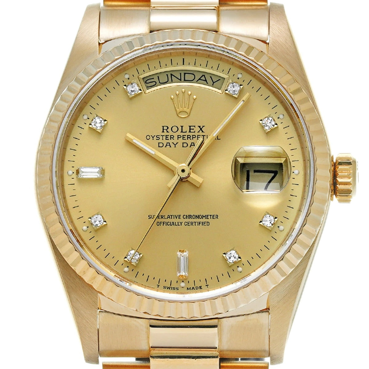 ROLEX 18038A Day-Date Champagne/Diamond Dial 36mm Automatic Men&#39;s Watch