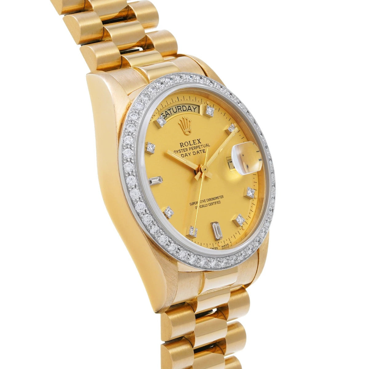 ROLEX 18048A Day-Date Champagne/Diamond Dial 36mm Automatic Men&#39;s Watch