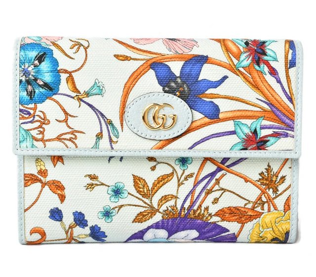 GUCCI Flora Women&#39;s Wallet Japan Limited Edition Canvas Blue Multi 577350