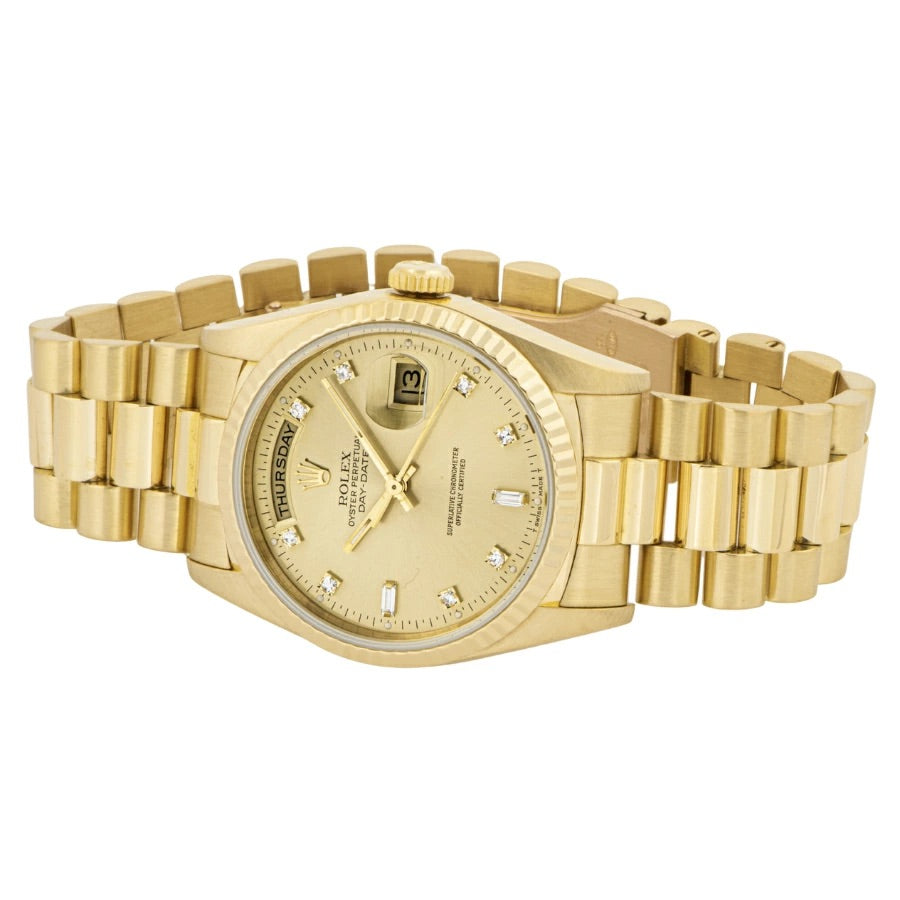 ROLEX Day-Date 18238A Champagne Dial Diamond 36mm Automatic Men&#39;s Watch