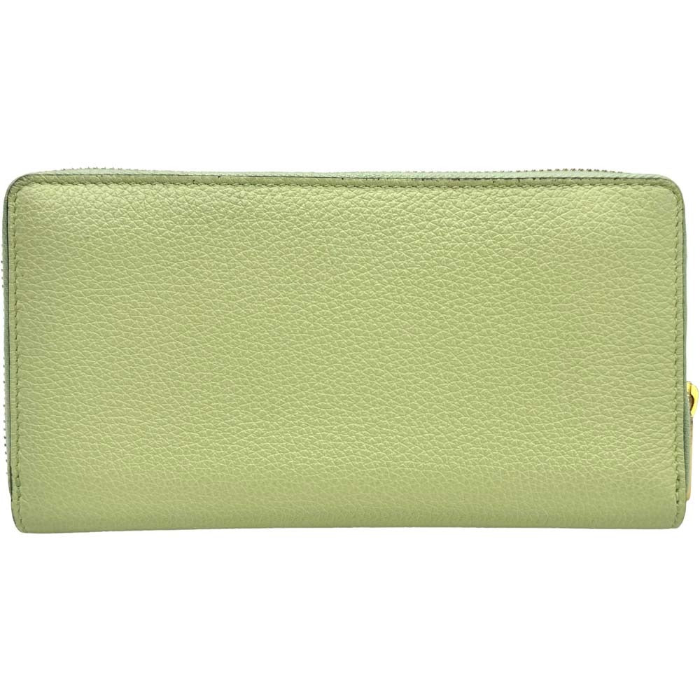 GUCCI Embossed Logo Women&#39;s Wallet Zip Around Light Green