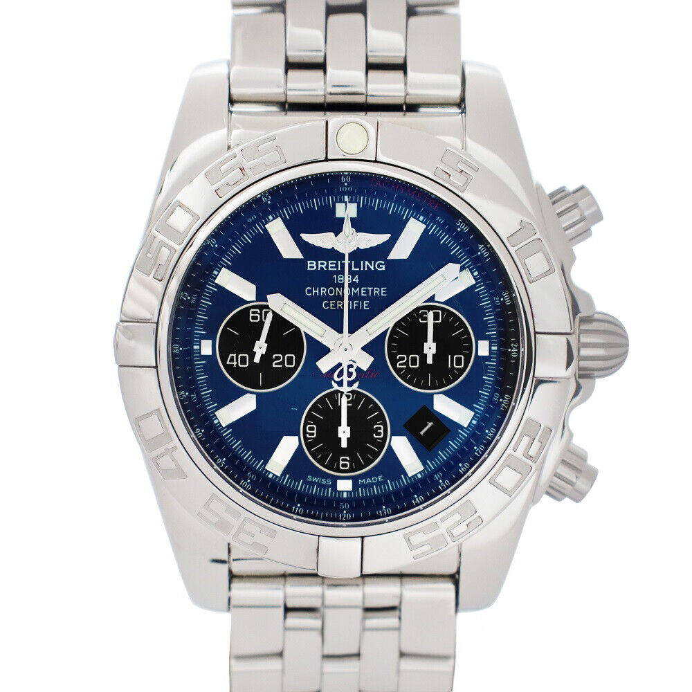 BREITLING Chronomat 44 AB0110 Blue Dial Automatic Stainless Steel Men&#39;s Watch