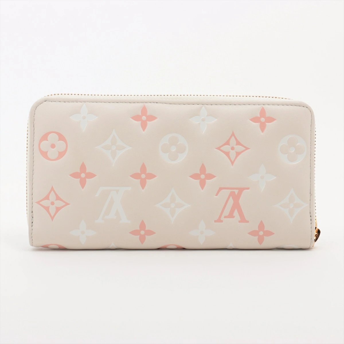 Louis Vuitton Monogram Embossed Zippy Pink/Beige Women&#39;s Wallet M82290