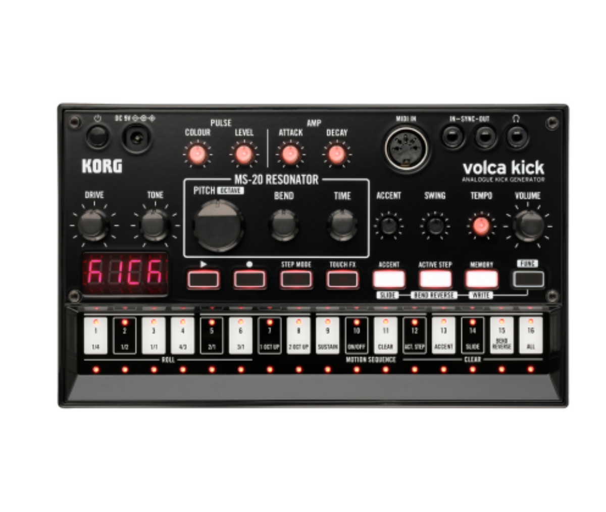 KORG volca kick Analogue Kick Generator Best Synthesizer Machine with 16-step Sequencer and Touch FX Controls Realtime Sequence Effects